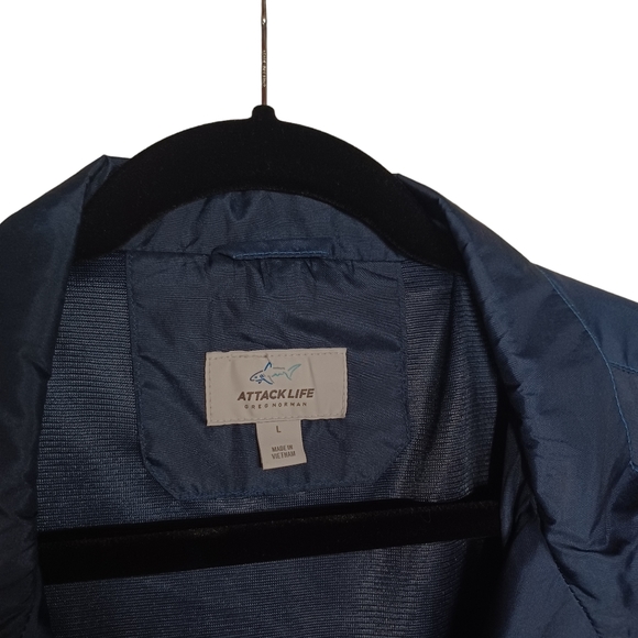 GREG NORMAN ATTACK LIFE Blue Navy Ombre Zip Up Long Sleeve Windbreaker Jacket L - Picture 2 of 9